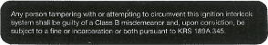 Kentucky Tamper Warning Sticker