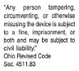 Ohio Tamper Warning Sticker