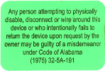 Alabama Tamper Warning Sticker